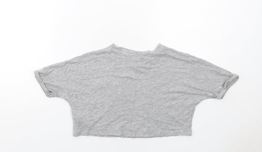 New Look Girls Grey Cotton Basic T-Shirt Size 9 Years Round Neck Pullover