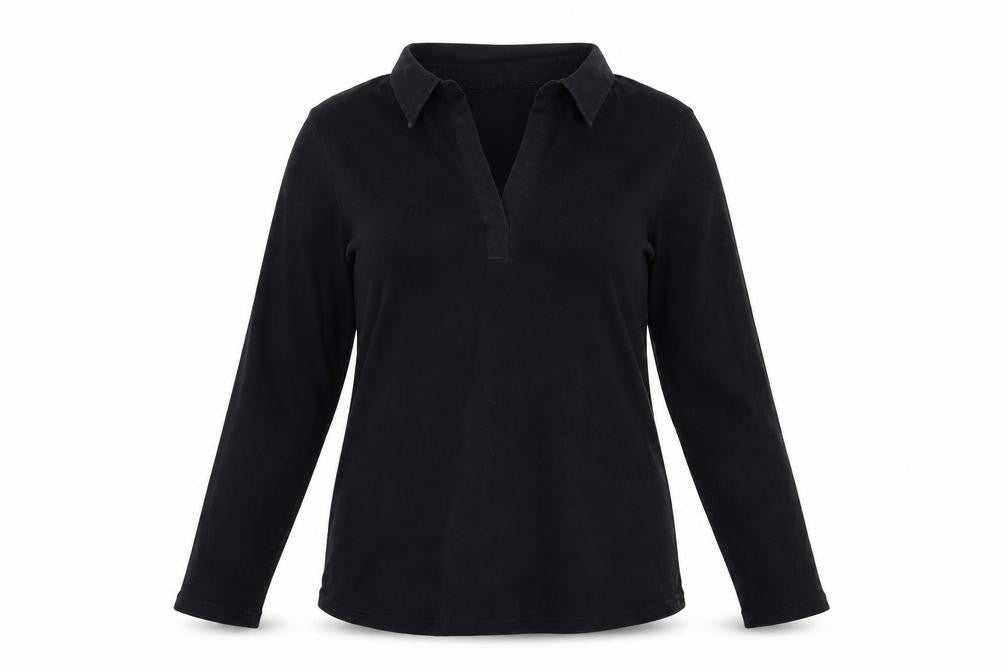 Marks and Spencer Womens Black Cotton Basic Blouse Size 12 Collared