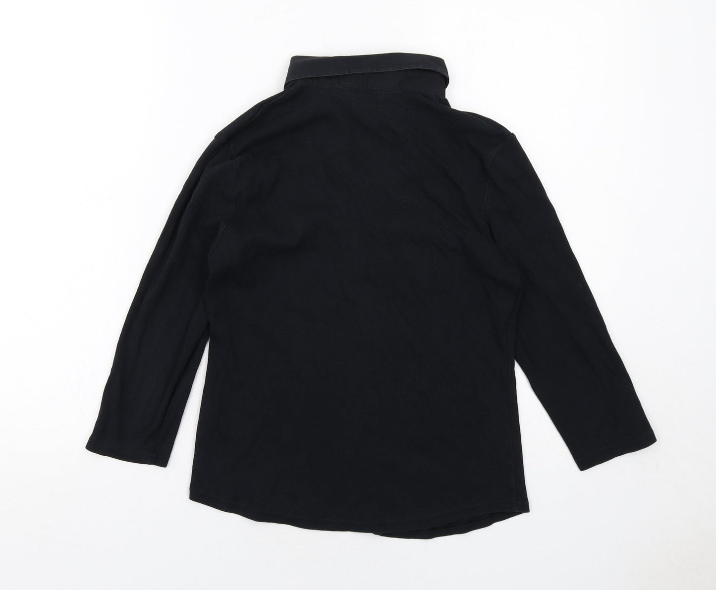 Marks and Spencer Womens Black Cotton Basic Blouse Size 12 Collared