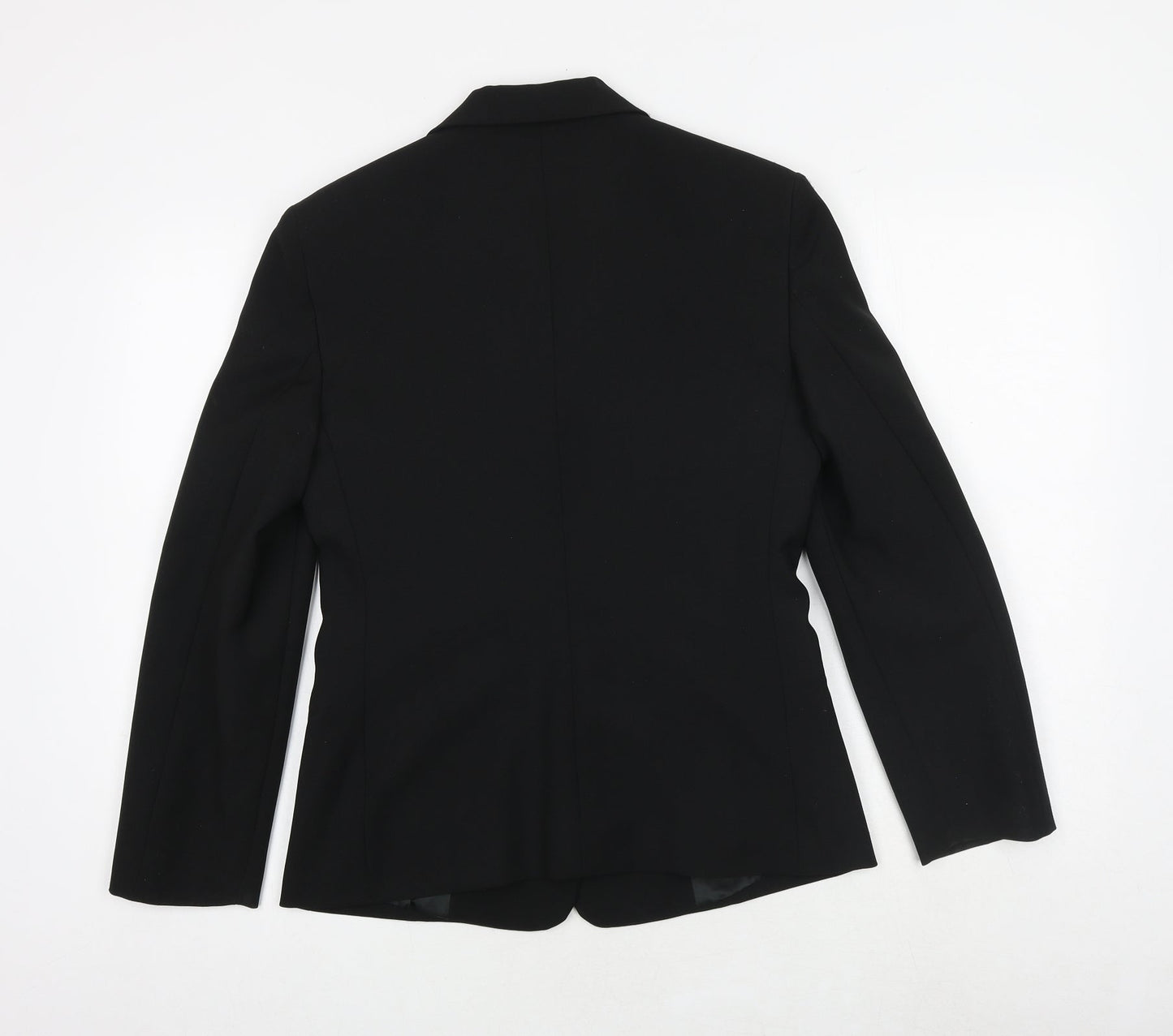United Colors of Benetton Womens Black Polyester Jacket Suit Jacket Size 14
