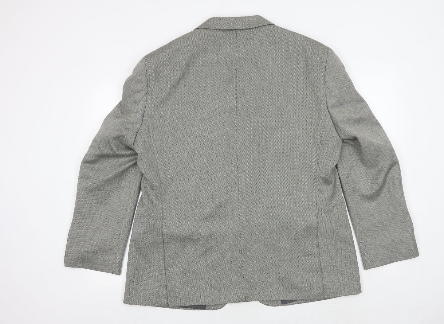 Impressions Mens Grey Herringbone Polyester Jacket Suit Jacket Size 42 Regular
