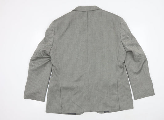 Impressions Mens Grey Herringbone Polyester Jacket Suit Jacket Size 42 Regular