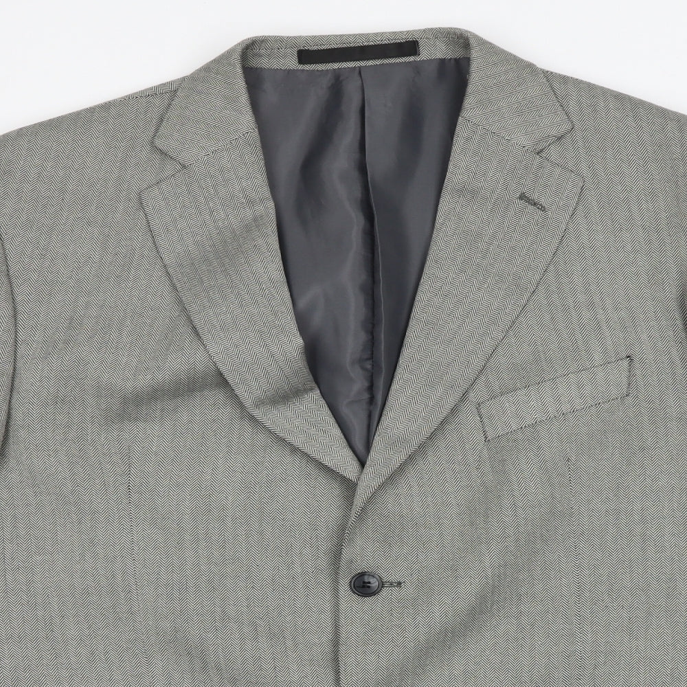 Impressions Mens Grey Herringbone Polyester Jacket Suit Jacket Size 42 Regular