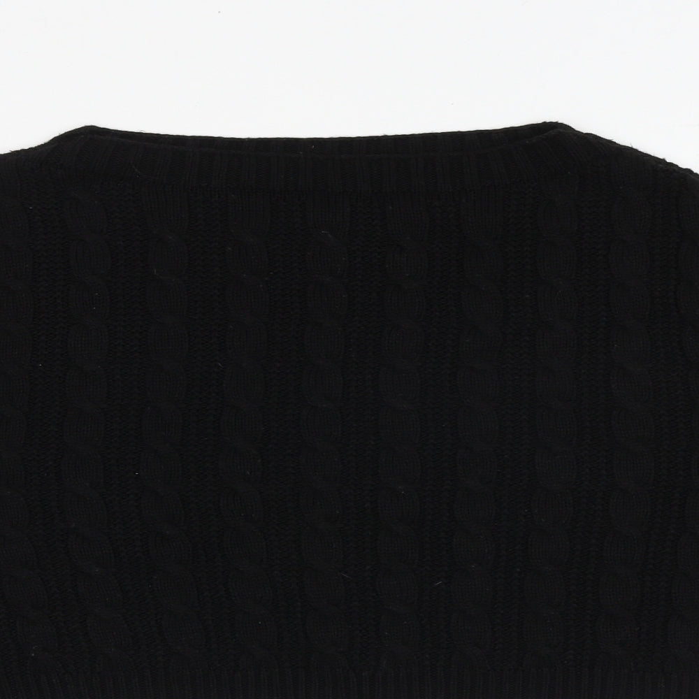 Topshop Womens Black Boat Neck Polyester Pullover Jumper Size S