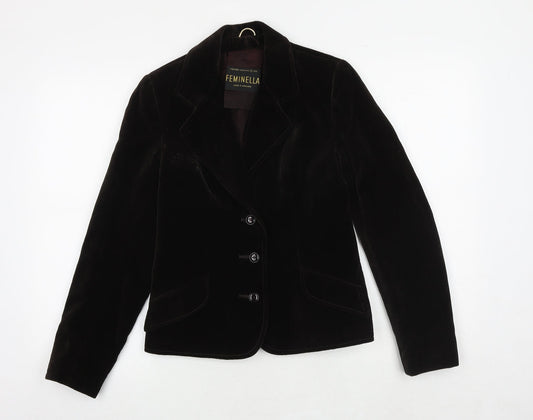 Feminella Womens Brown Jacket Blazer Size 10 Button