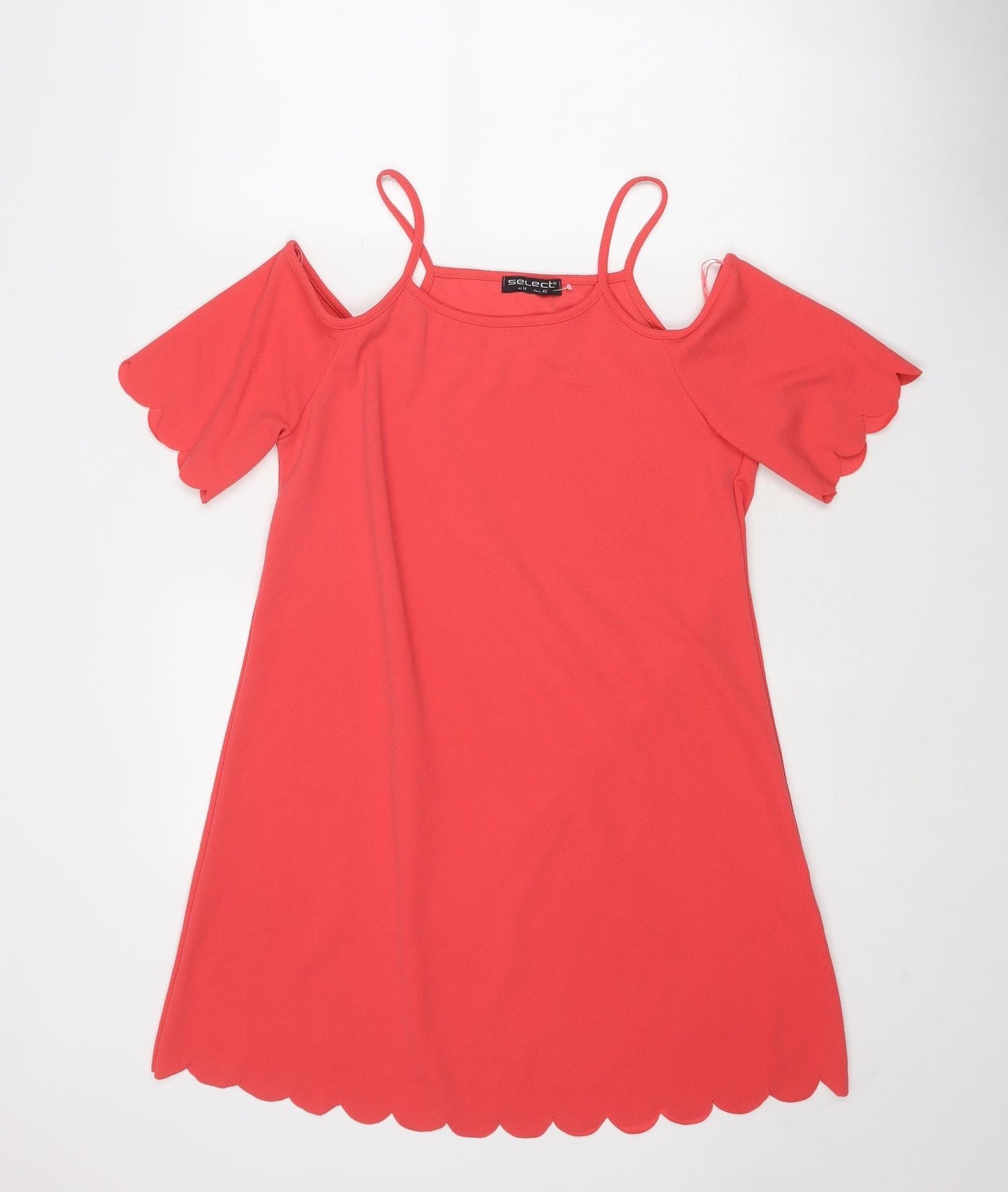 Select Womens Pink Polyester A-Line Size 14 Round Neck Pullover - Scalloped