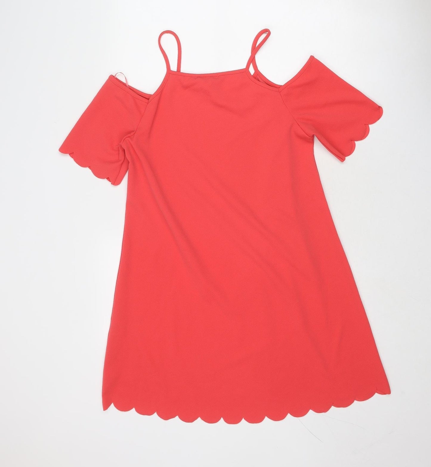 Select Womens Pink Polyester A-Line Size 14 Round Neck Pullover - Scalloped