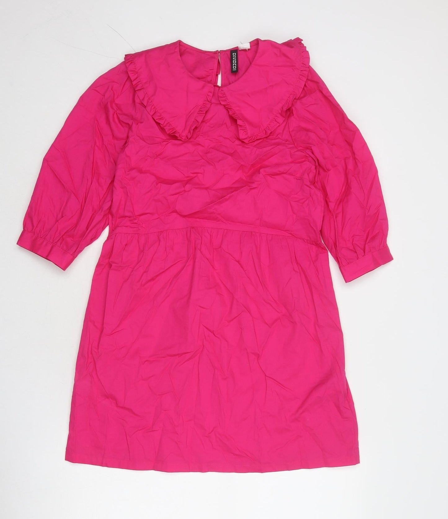 Divided by H&M Womens Pink Cotton A-Line Size XS Collared Button