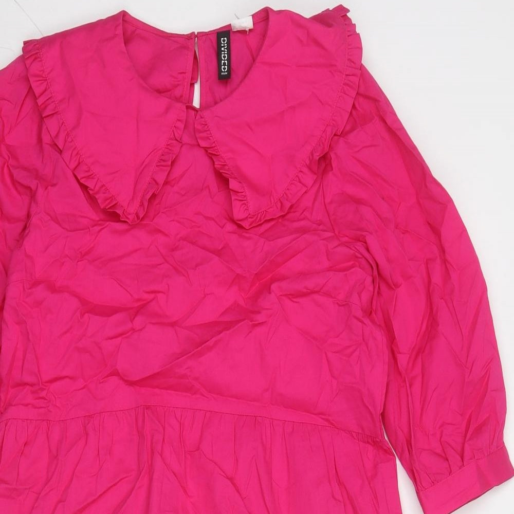 Divided by H&M Womens Pink Cotton A-Line Size XS Collared Button