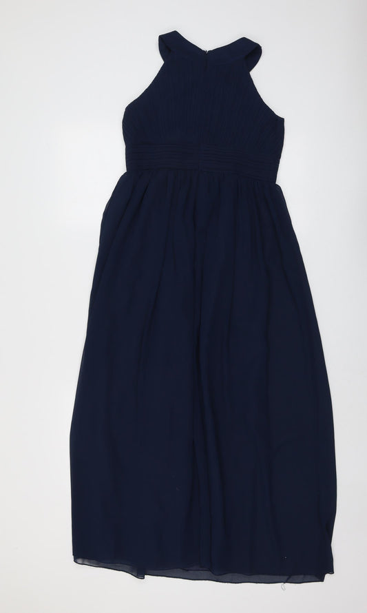 Iefiel Womens Blue Polyester Ball Gown Size 2XS Round Neck Zip - Embellished Neckline