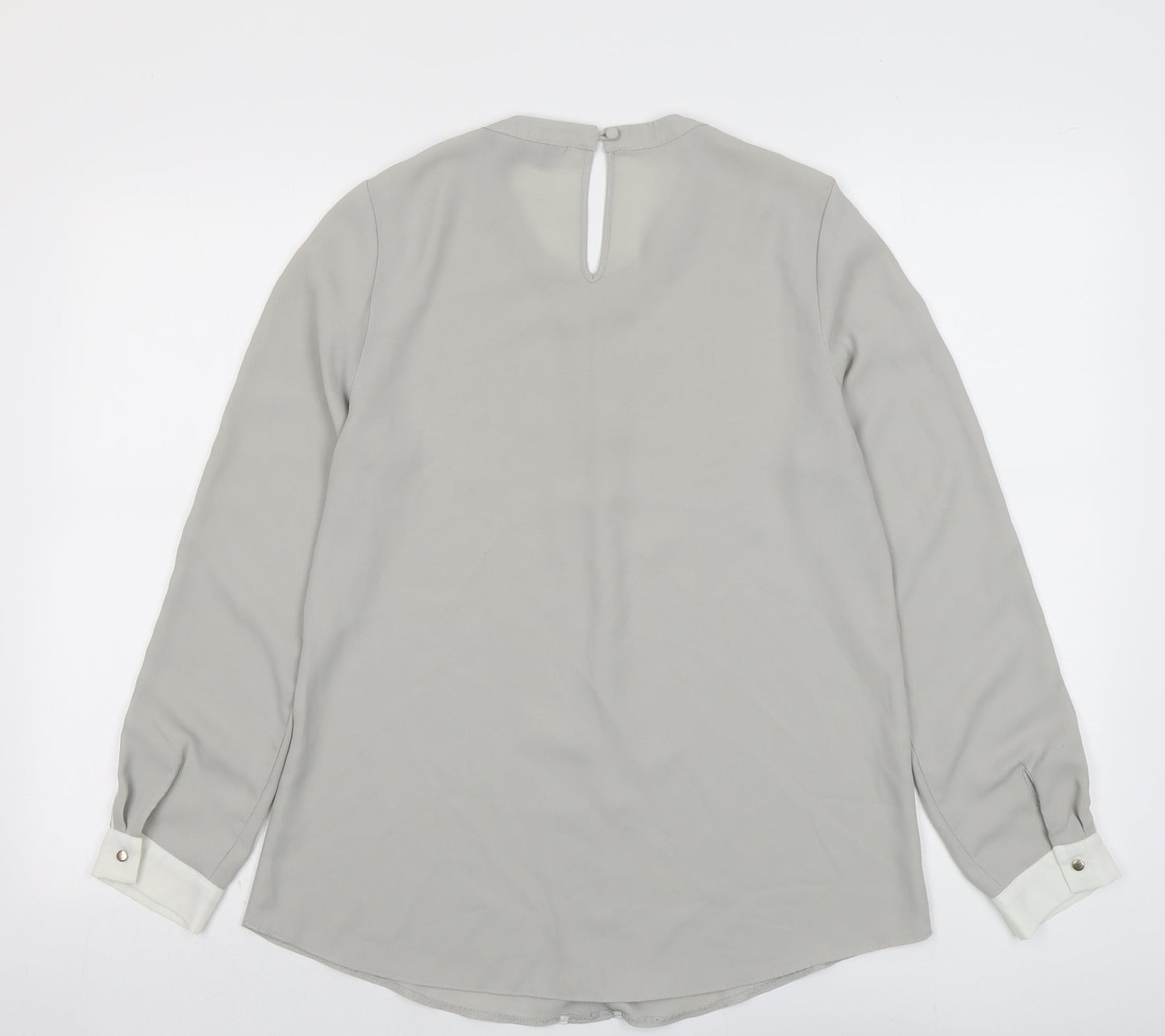 Dorothy Perkins Womens Grey Polyester Basic Blouse Size 12 Round Neck