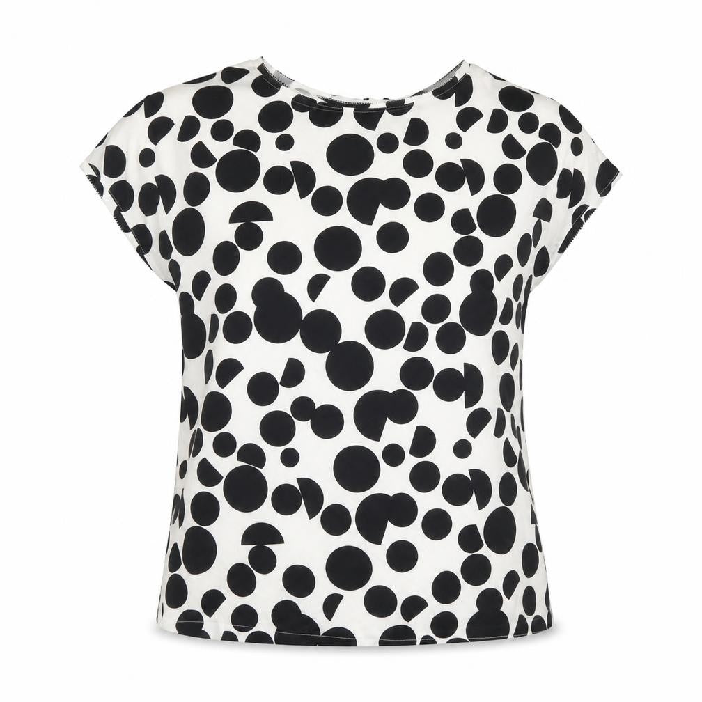 Marks and Spencer Womens Black Polka Dot Viscose Basic Blouse Size S Round Neck