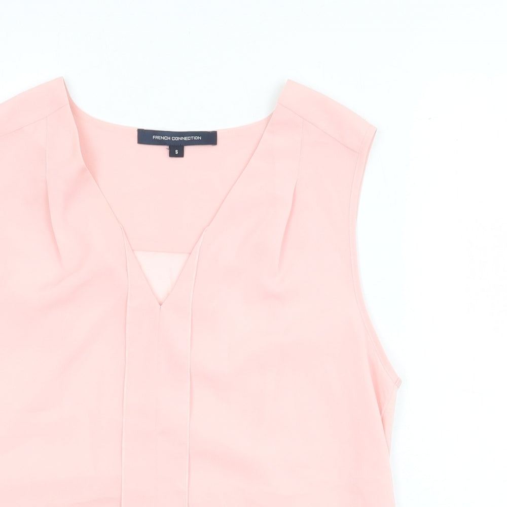 French Connection Womens Pink Polyester Basic Tank Size S V-Neck