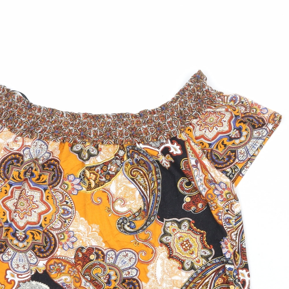 Dorothy Perkins Womens Multicoloured Geometric Viscose Basic Blouse Size 10 Off the Shoulder