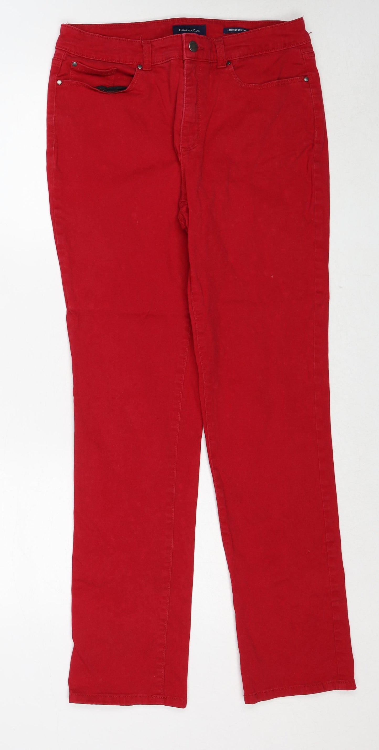 Carter Club Womens Red Cotton Straight Jeans Size 8 Regular Zip