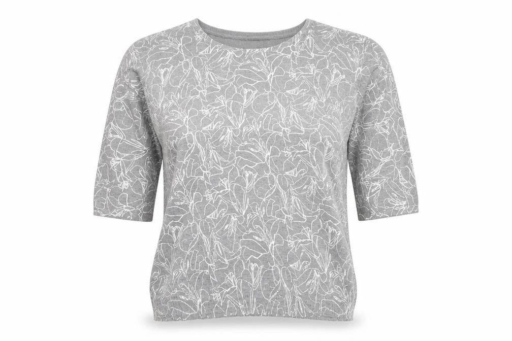 Klass Womens Grey Boat Neck Geometric Viscose Pullover Jumper Size L