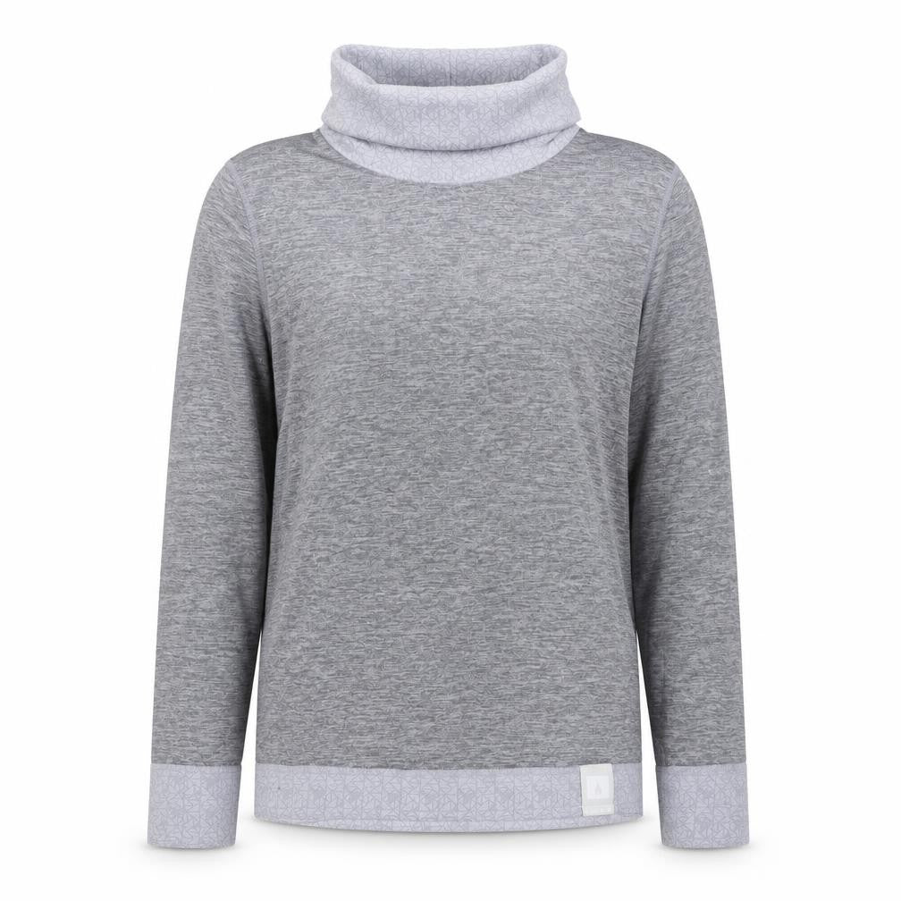 Decathlon Womens Grey Polyester Basic T-Shirt Size XS Roll Neck Pullover