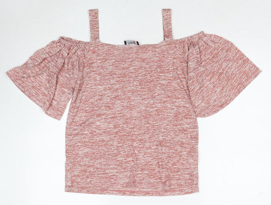 Klass Womens Red Viscose Basic Blouse Size S Off the Shoulder