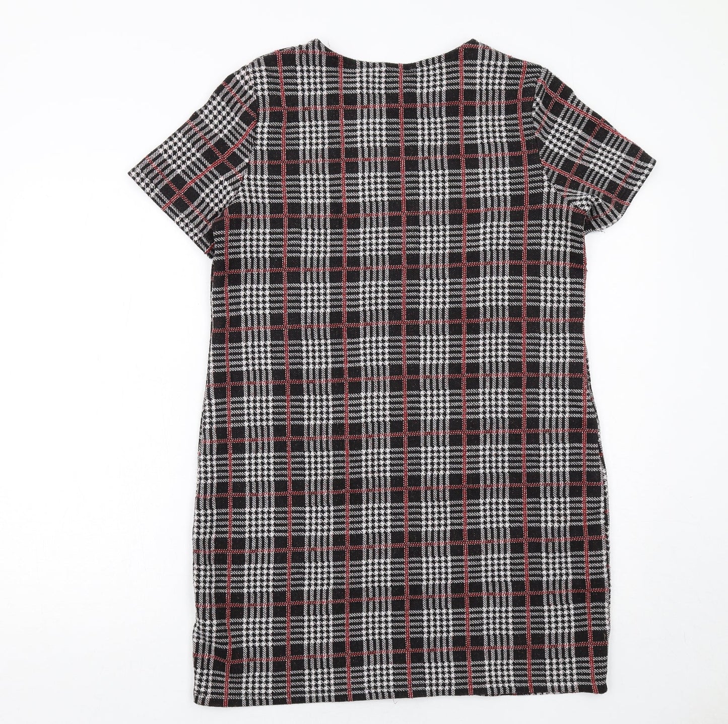 New Look Womens Black Geometric Polyester A-Line Size 12 Round Neck Pullover