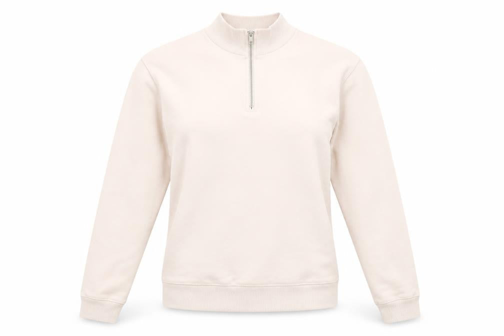 Front view of ASOS women’s pink cotton pullover sweatshirt, size S, zip