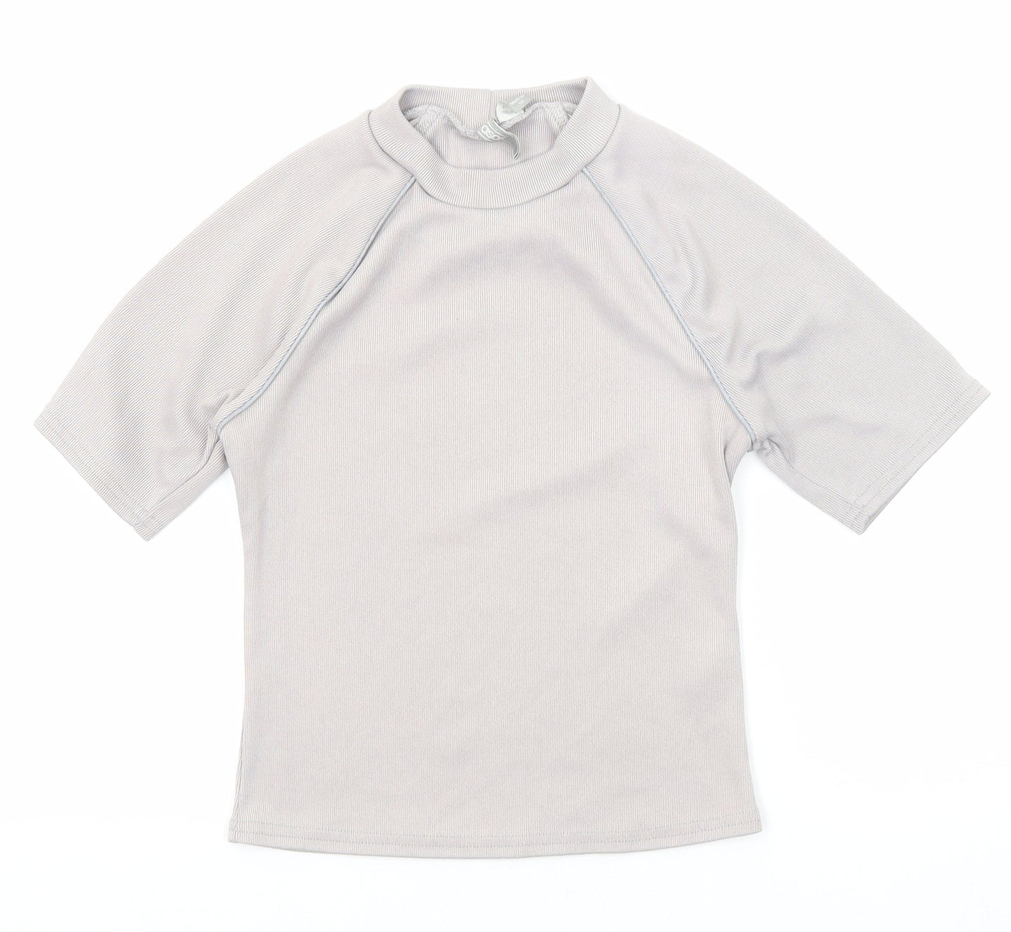 ASOS Womens Grey Polyester Basic T-Shirt Size 12 Mock Neck