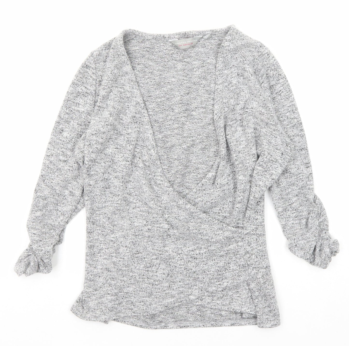 Dorothy Perkins Womens Grey V-Neck Polyester Pullover Jumper Size 8 - Wrap Style
