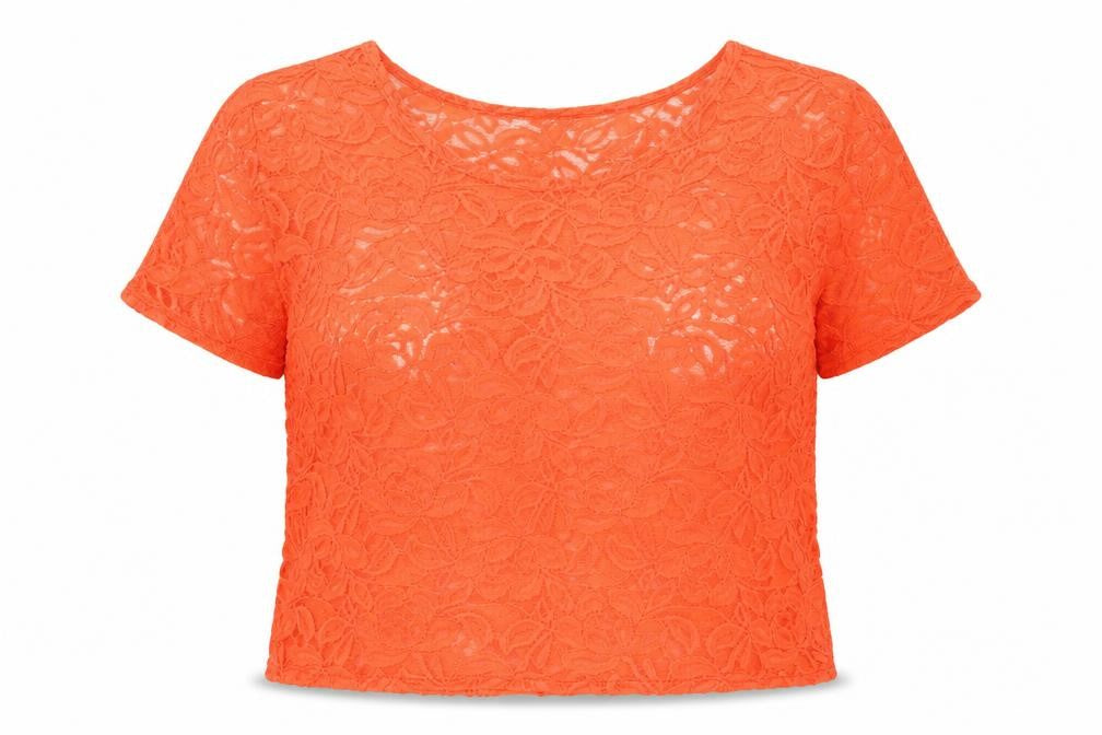 Miss Selfridge Womens Orange Geometric Polyester Basic Blouse Size 14 Round Neck
