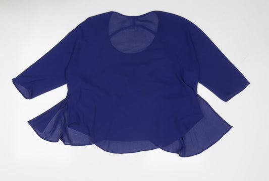 Ultra Pink Womens Blue Polyester Basic Blouse Size L Round Neck