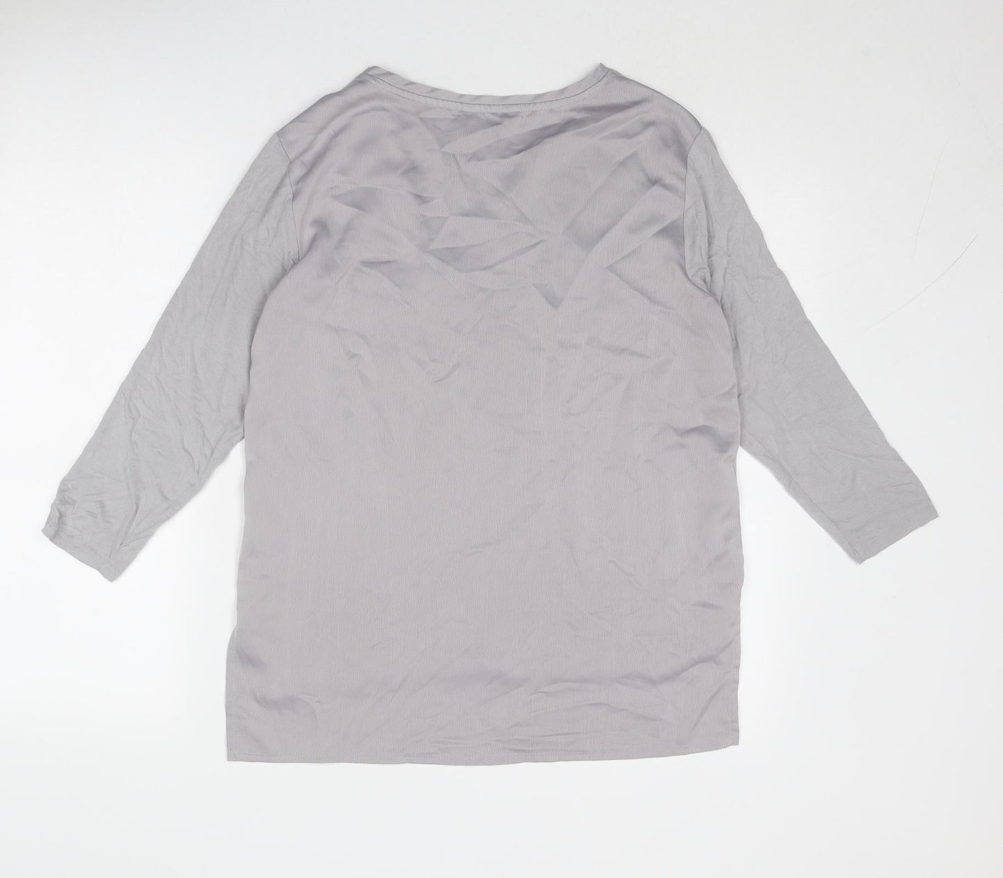 New Look Womens Grey Viscose Basic Blouse Size 12 Round Neck