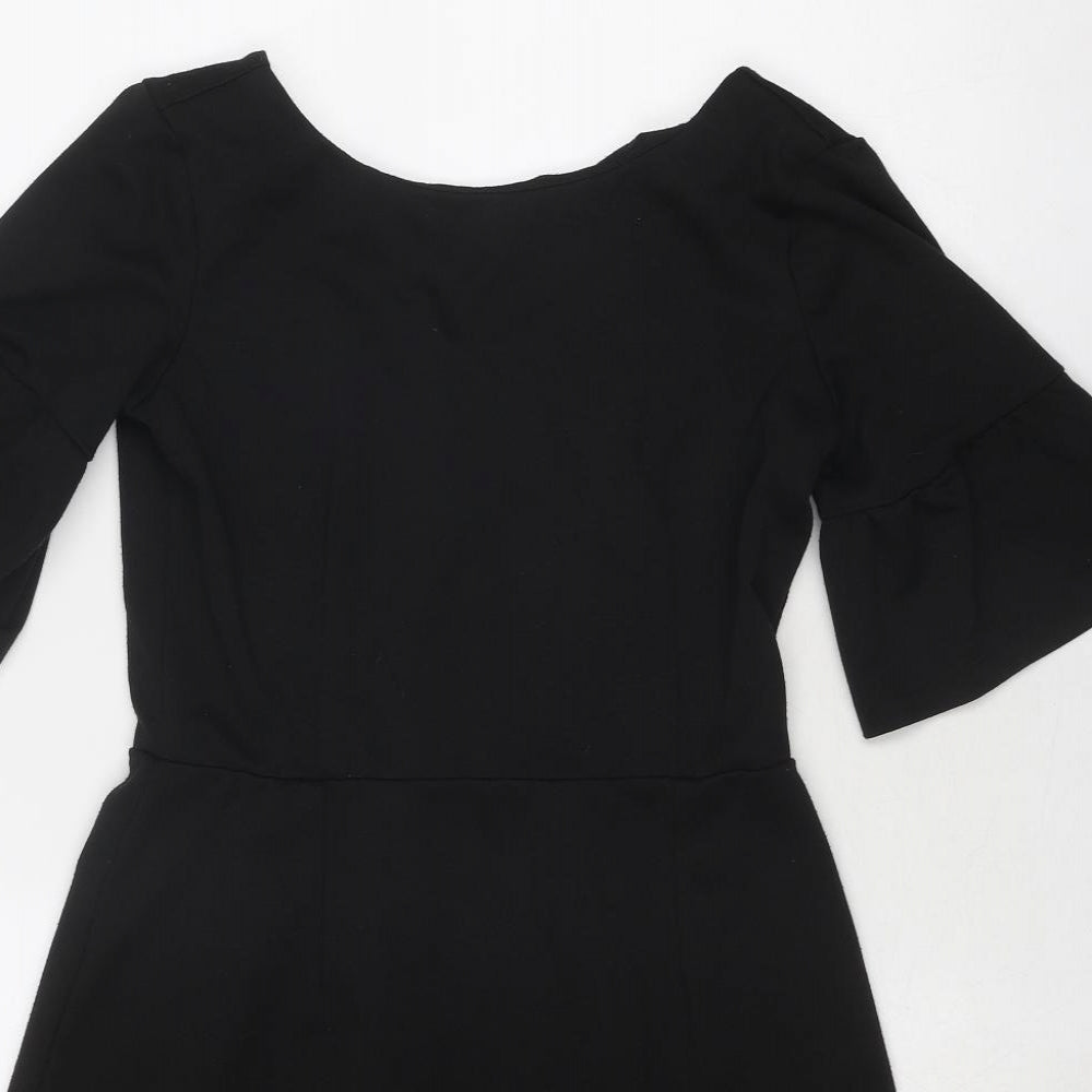 ASOS Womens Black Polyester Trapeze & Swing Size 10 Round Neck Zip