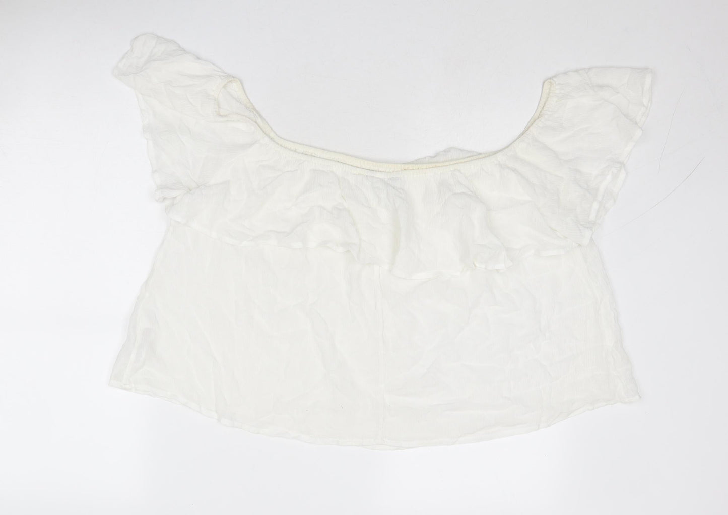 New Look Womens White Viscose Basic Blouse Size 12 Off the Shoulder