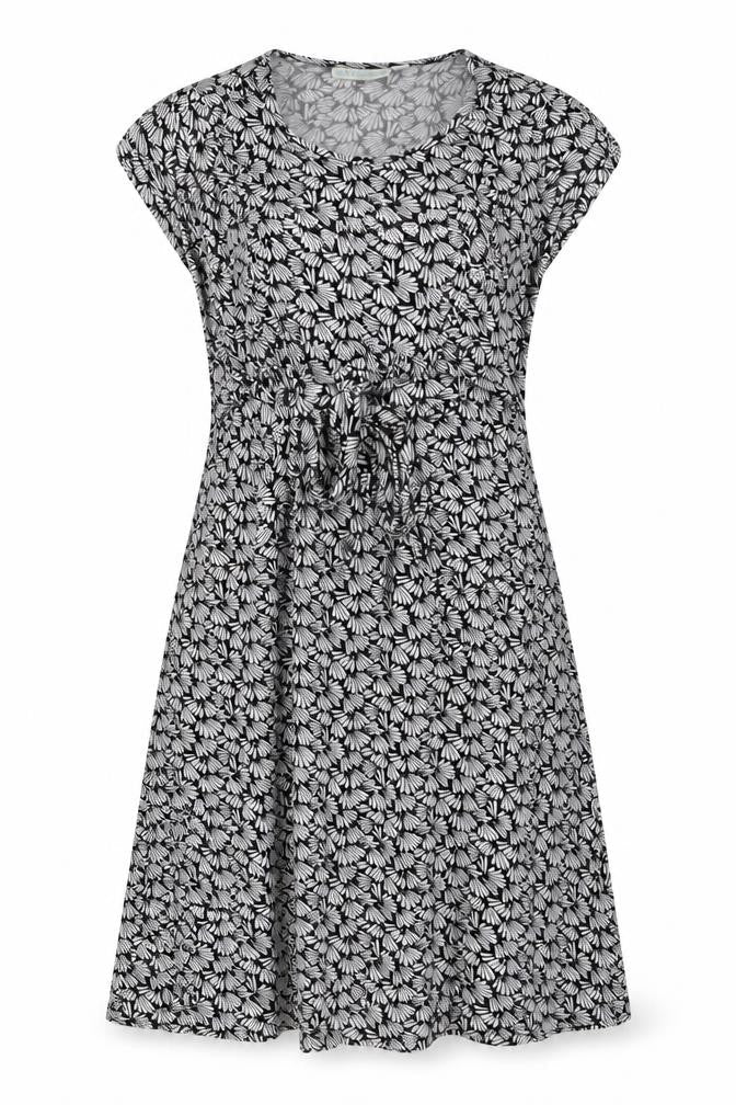 JoJo Maman Bébé Womens Black Geometric Viscose Trapeze & Swing Size S Round Neck Pullover