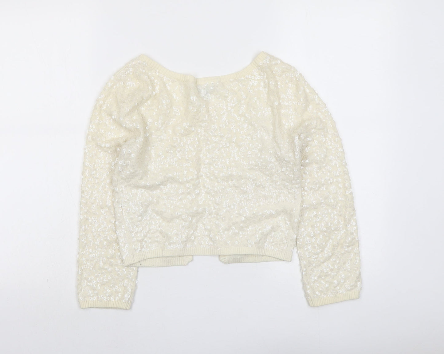 H&M Womens Ivory Round Neck Cotton Cardigan Jumper Size XS