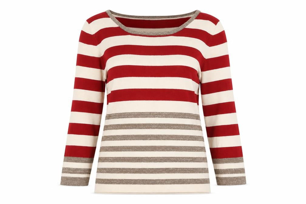 Coercion Womens Multicoloured Boat Neck Striped Cotton Pullover Jumper Size 14