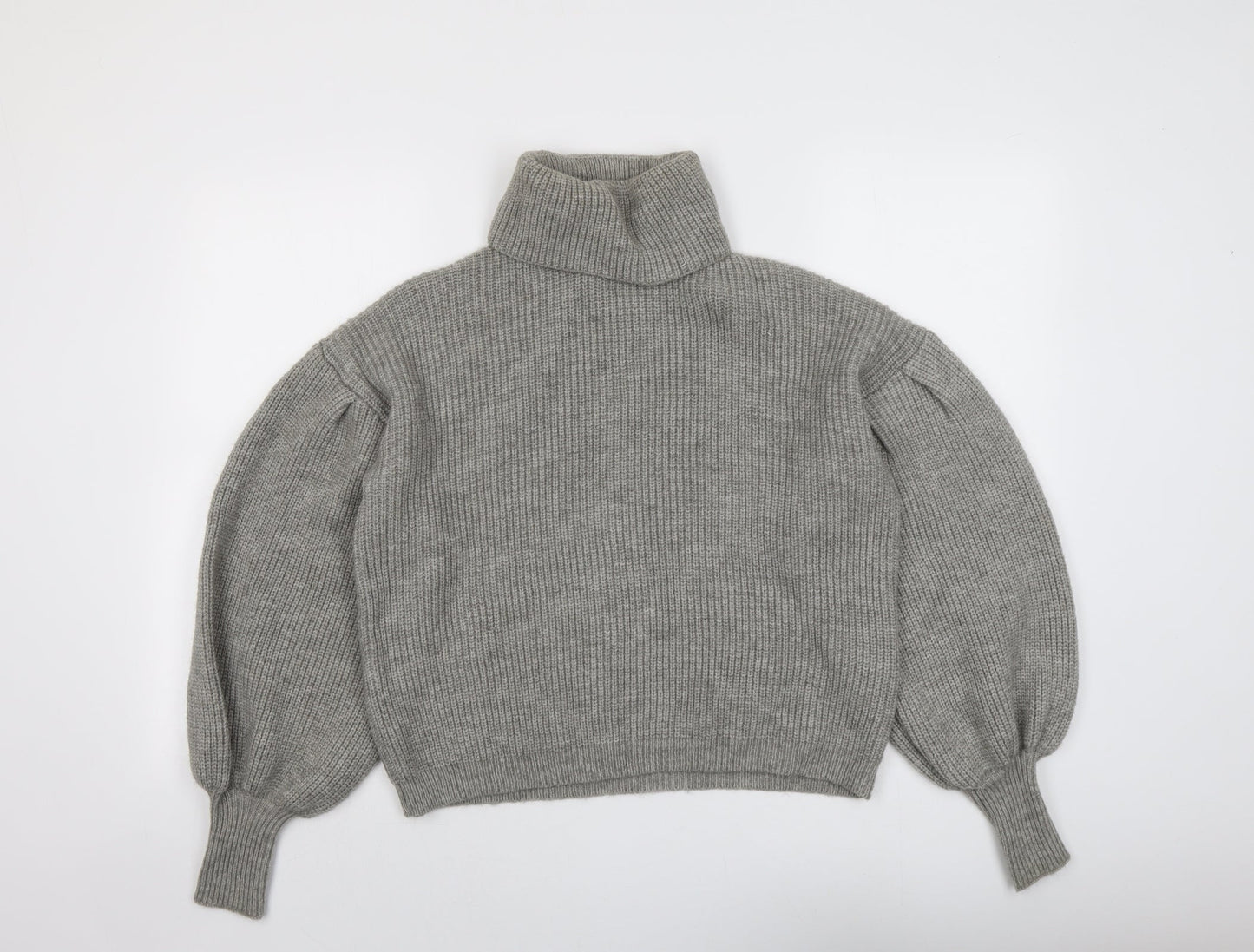PRETTYLITTLETHING Womens Grey Roll Neck Acrylic Pullover Jumper Size S