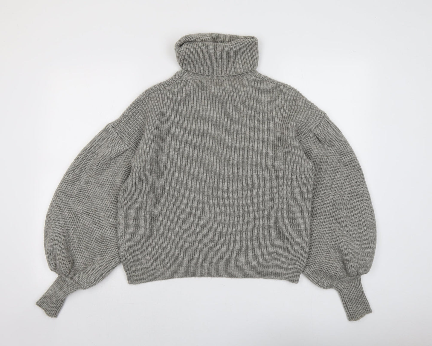 PRETTYLITTLETHING Womens Grey Roll Neck Acrylic Pullover Jumper Size S