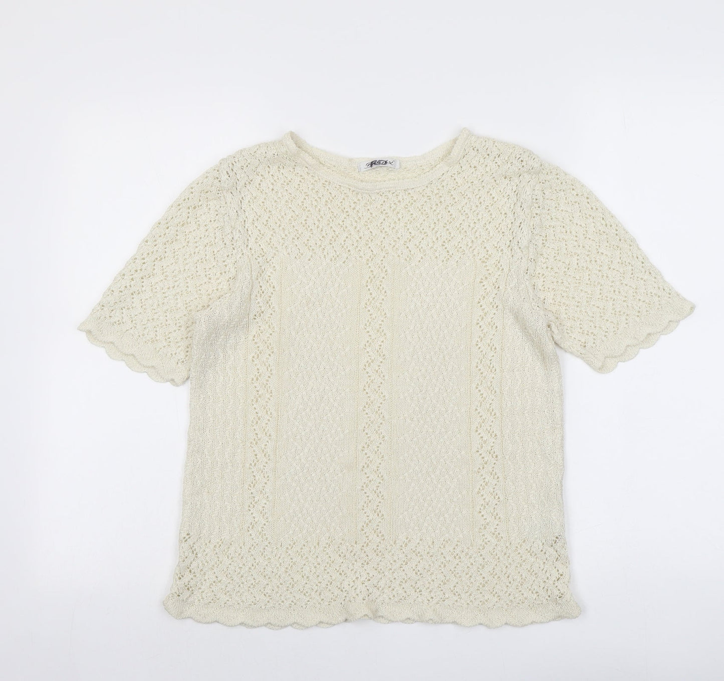 Berkertex Womens Beige Round Neck Acrylic Pullover Jumper Size 14