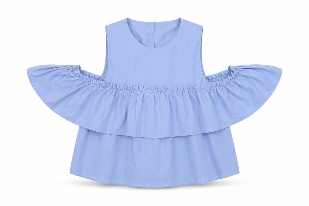Zara Womens Blue Cotton Basic Blouse Size XS Boat Neck