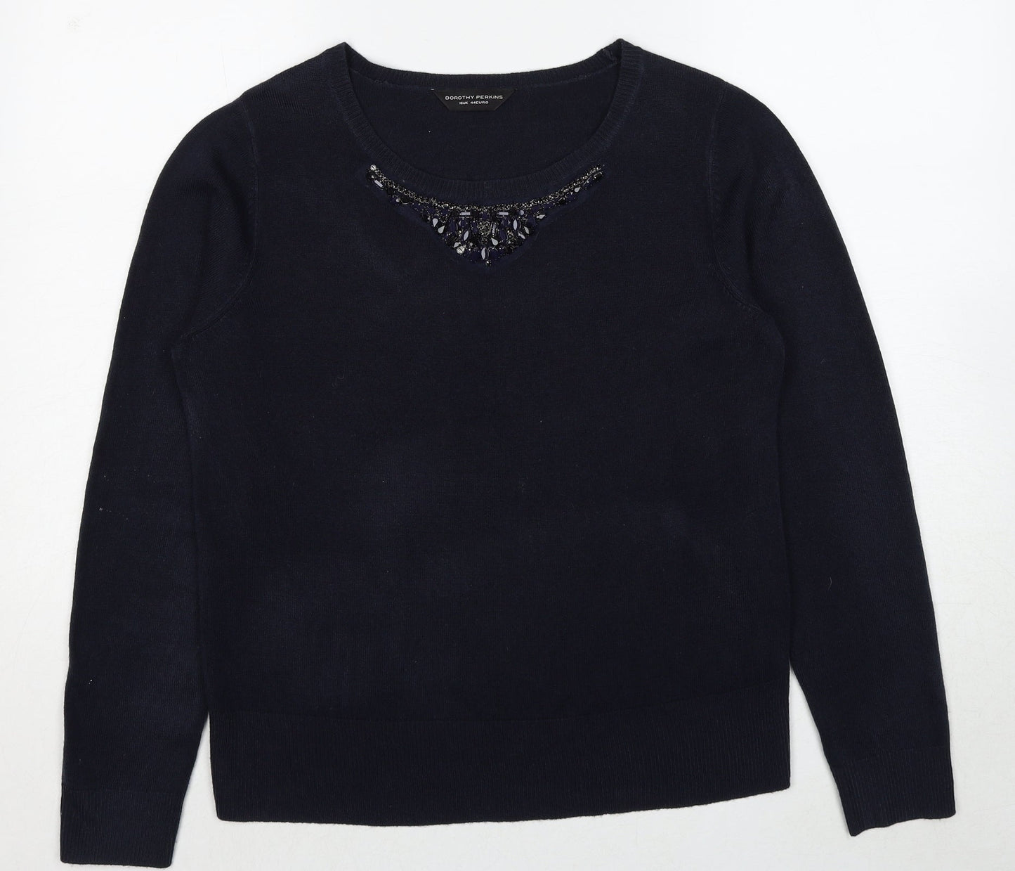Dorothy Perkins Womens Blue Round Neck Acrylic Pullover Jumper Size 14