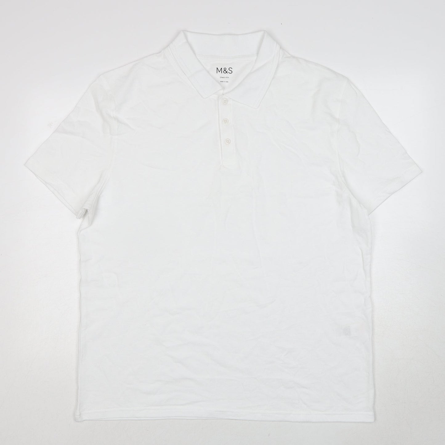 Marks and Spencer Boys White Cotton Pullover Polo Size 15-16 Years Collared Pullover