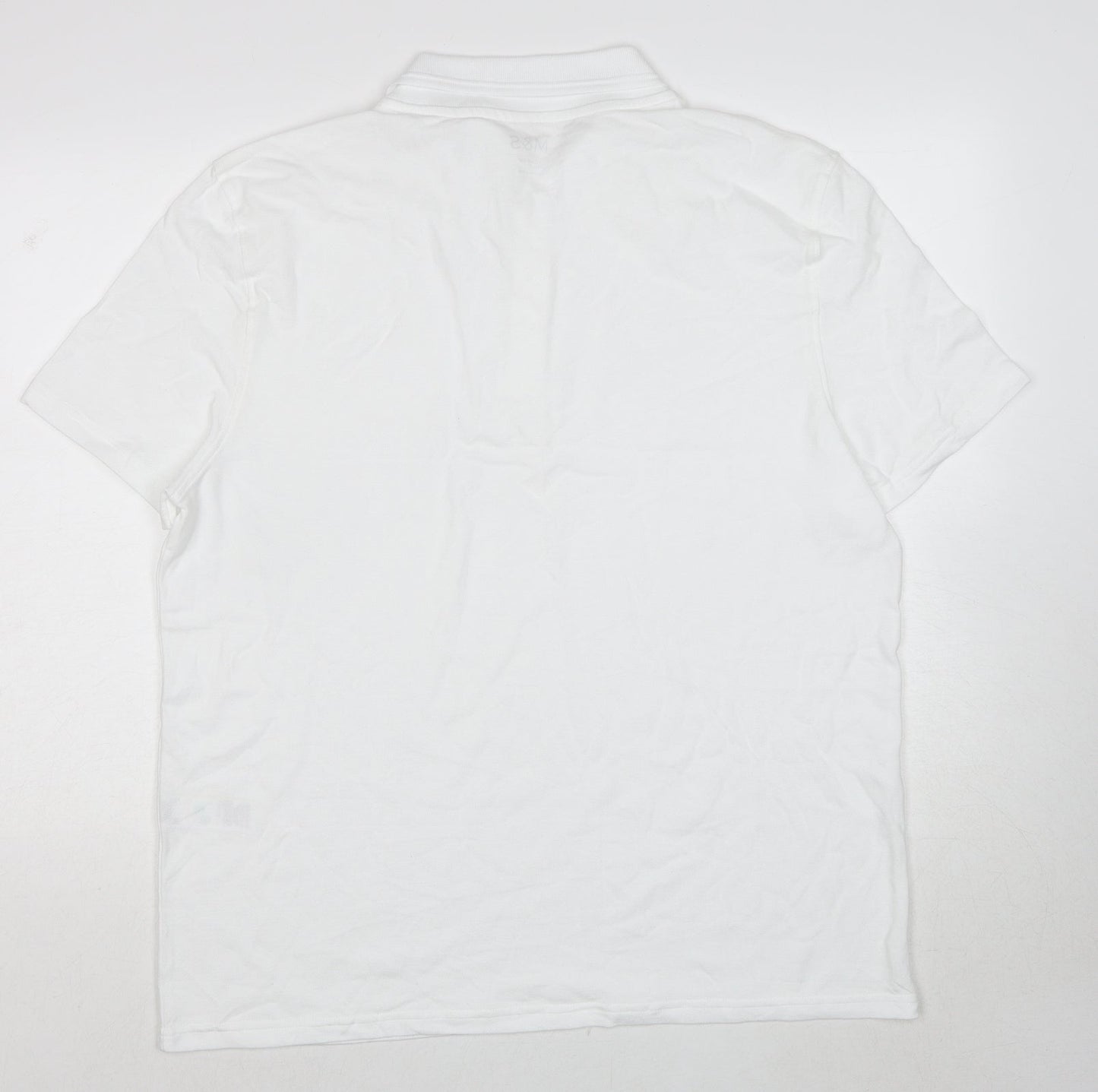 Marks and Spencer Boys White Cotton Pullover Polo Size 15-16 Years Collared Pullover
