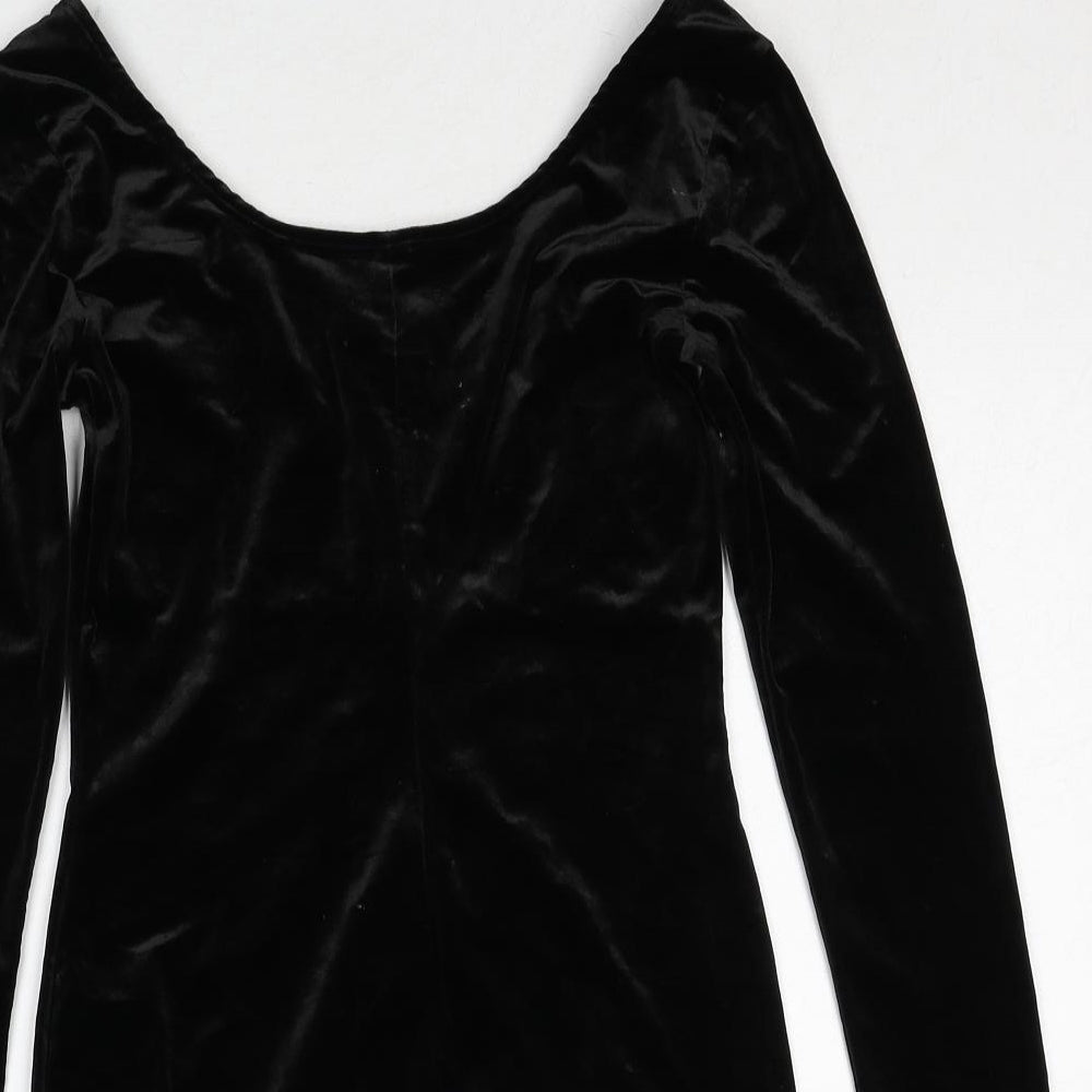 Divided by H&M Womens Black Polyester Shift Size 8 Round Neck Zip