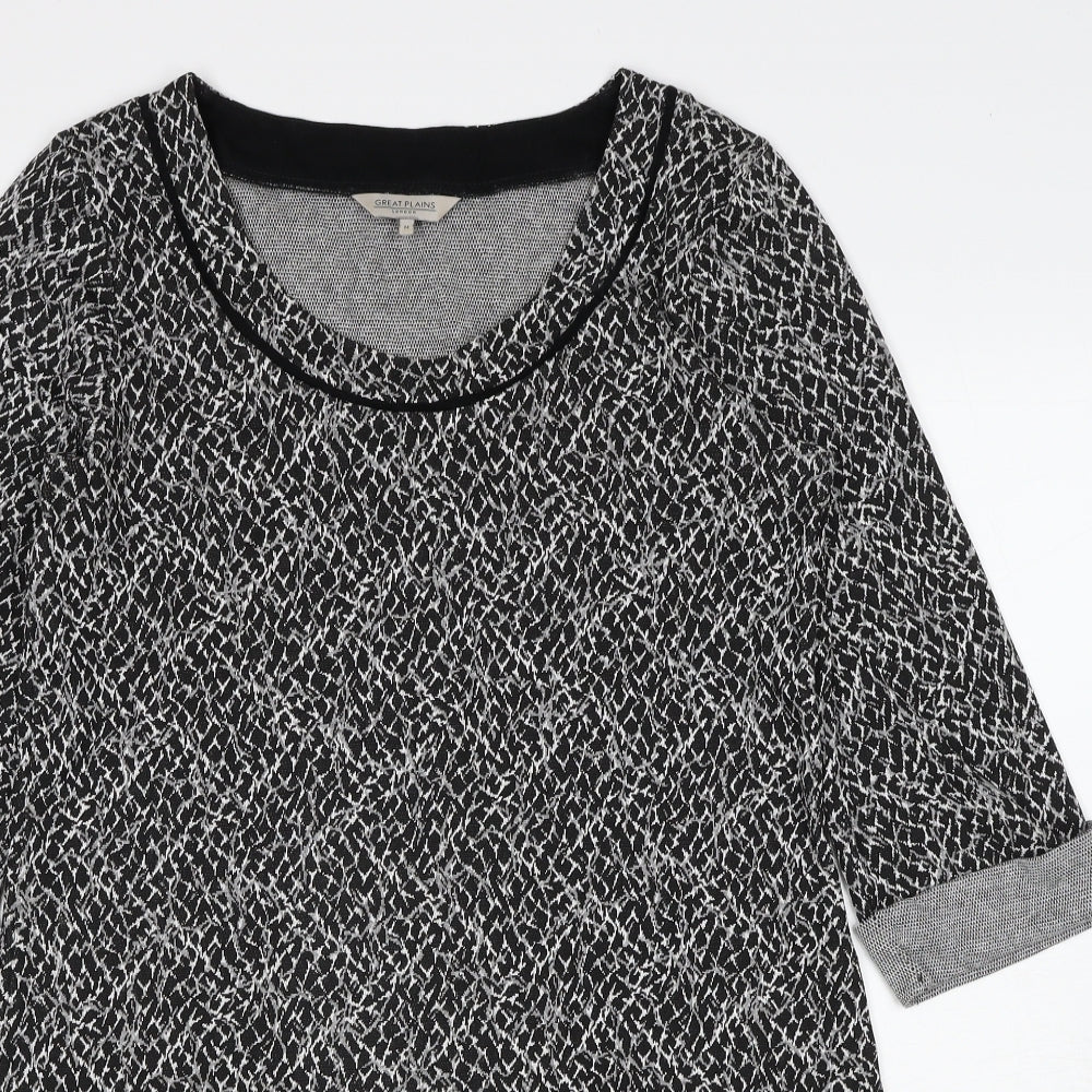 Great Plains London Womens Black Geometric Viscose A-Line Size M Round Neck Pullover