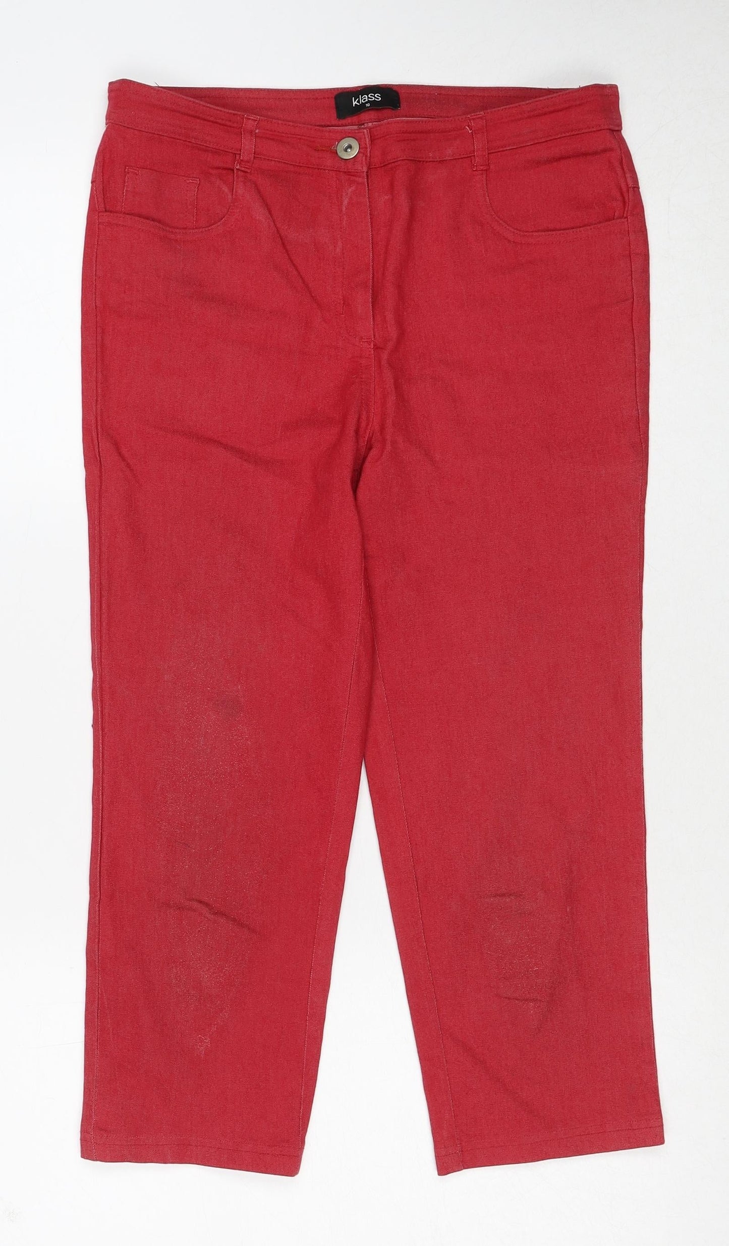 Klass Womens Red Cotton Straight Jeans Size 10 Regular