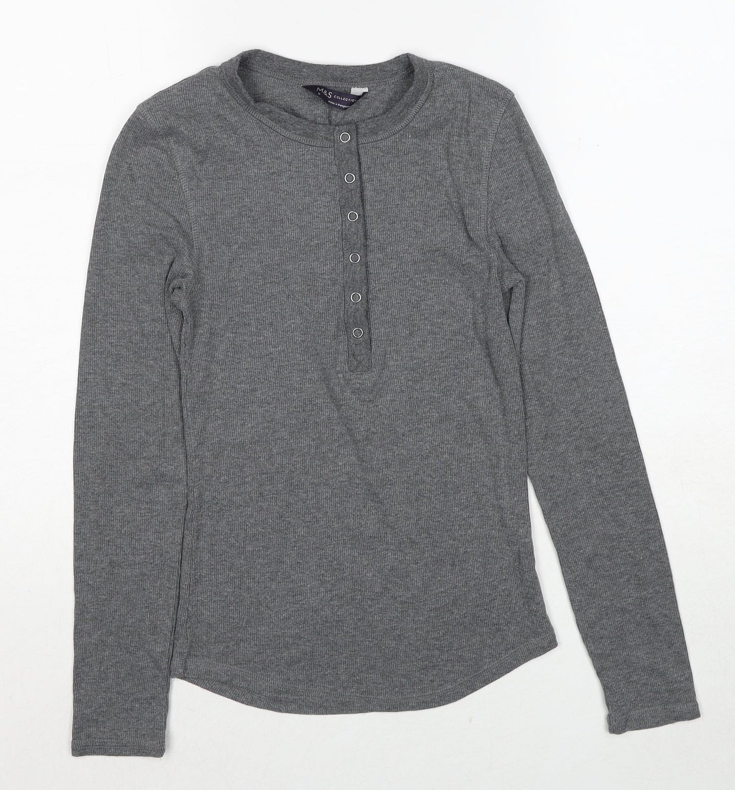 Marks and Spencer Womens Grey Round Neck Polyester Pullover Jumper Size 6