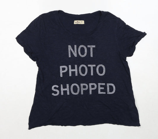 Hollister Womens Blue Cotton Basic Blouse Size M Round Neck - Not Photo Shopped