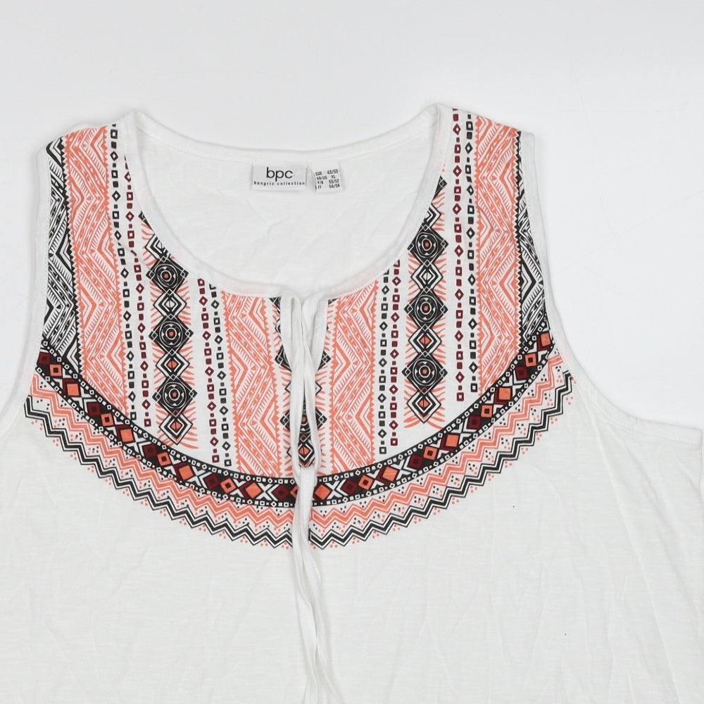 BPC Collection Womens White Cotton Basic Tank Size XL Round Neck