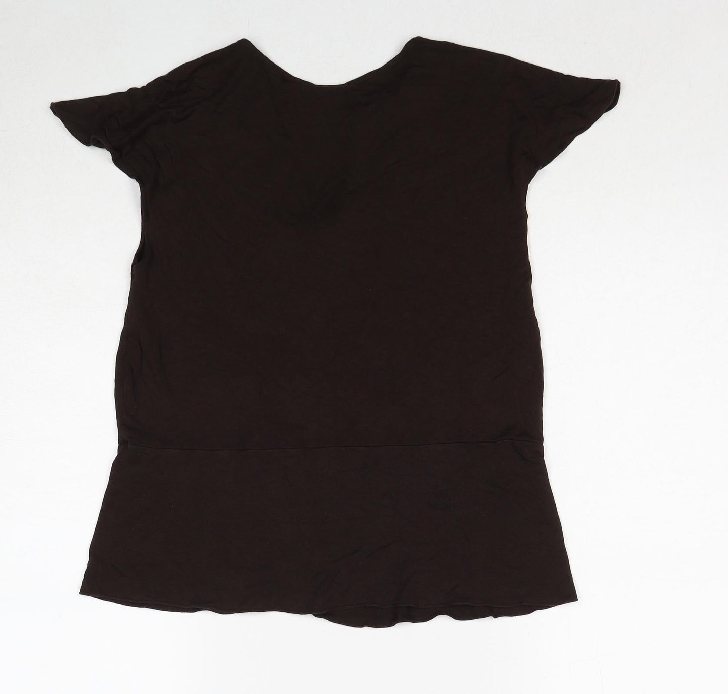 Merona Womens Brown Viscose Basic T-Shirt Size L Round Neck