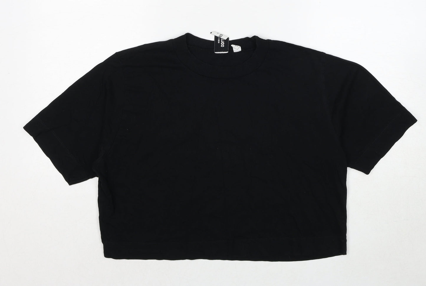 COLLUSION Womens Black Cotton Basic T-Shirt Size 12 Crew Neck