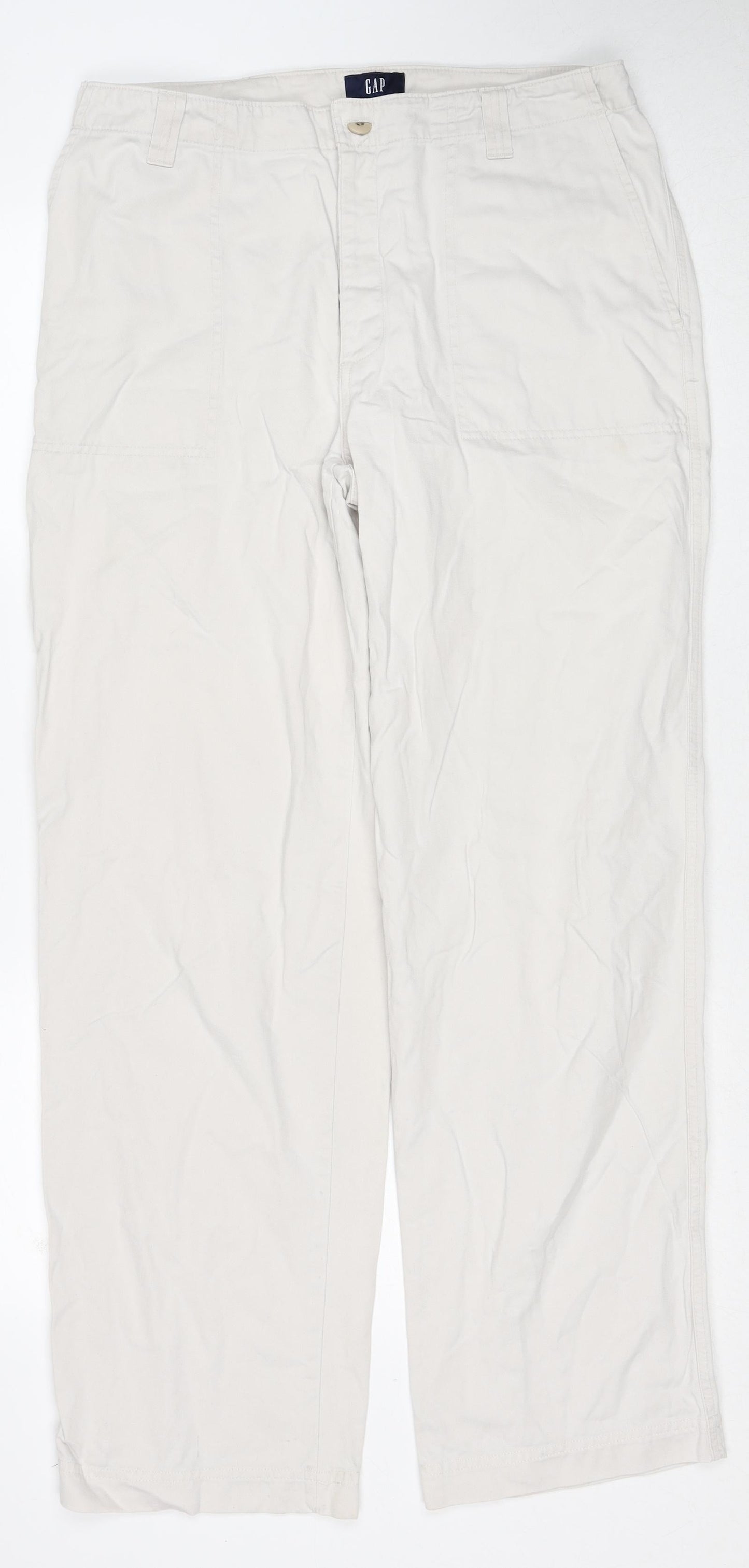 Gap Womens Beige Cotton Trousers Size 12 Regular Button